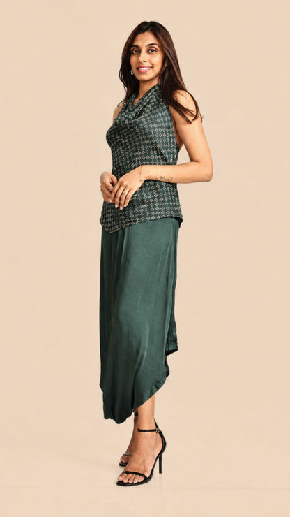 Ajrakh Emerald Cowl Dhoti Set