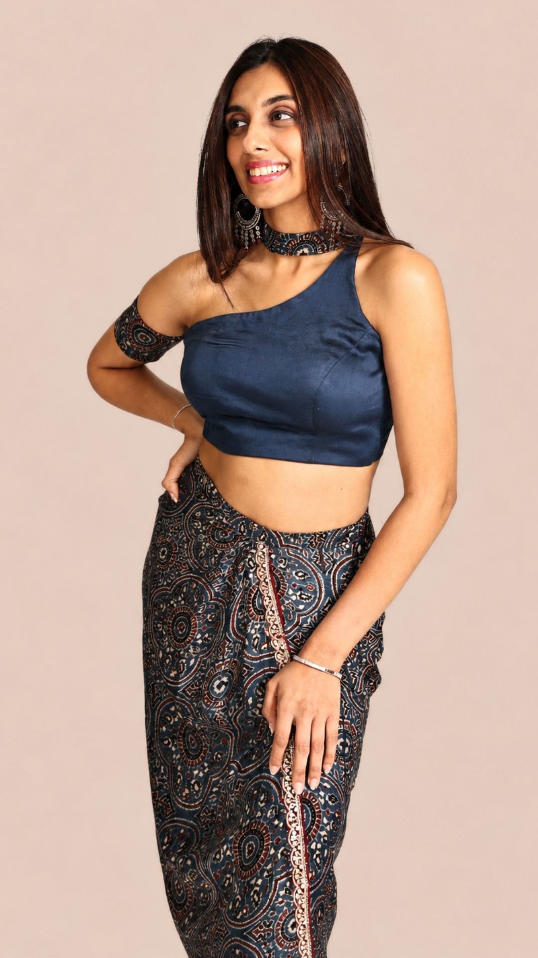 Ajrakh Midnight Drape Skirt Set