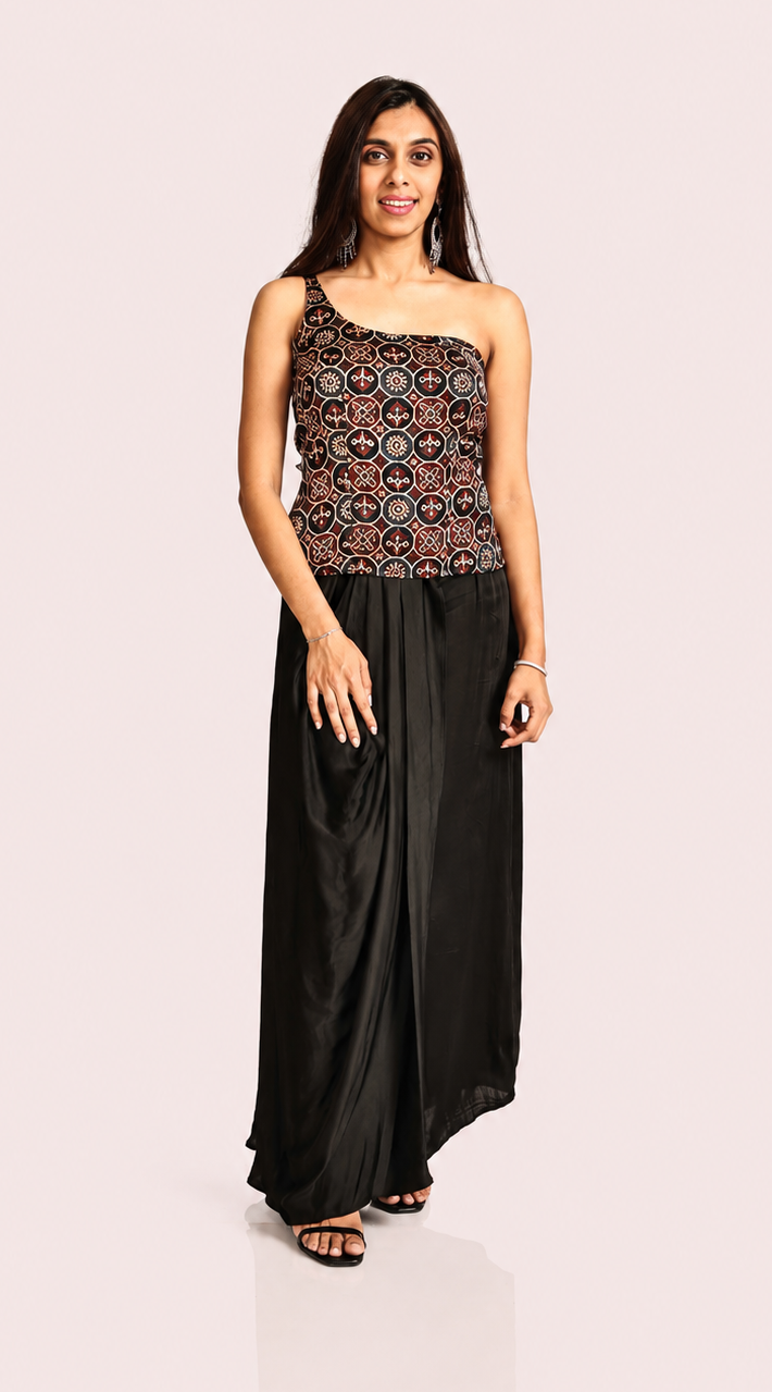 Ajrakh One-Shoulder top